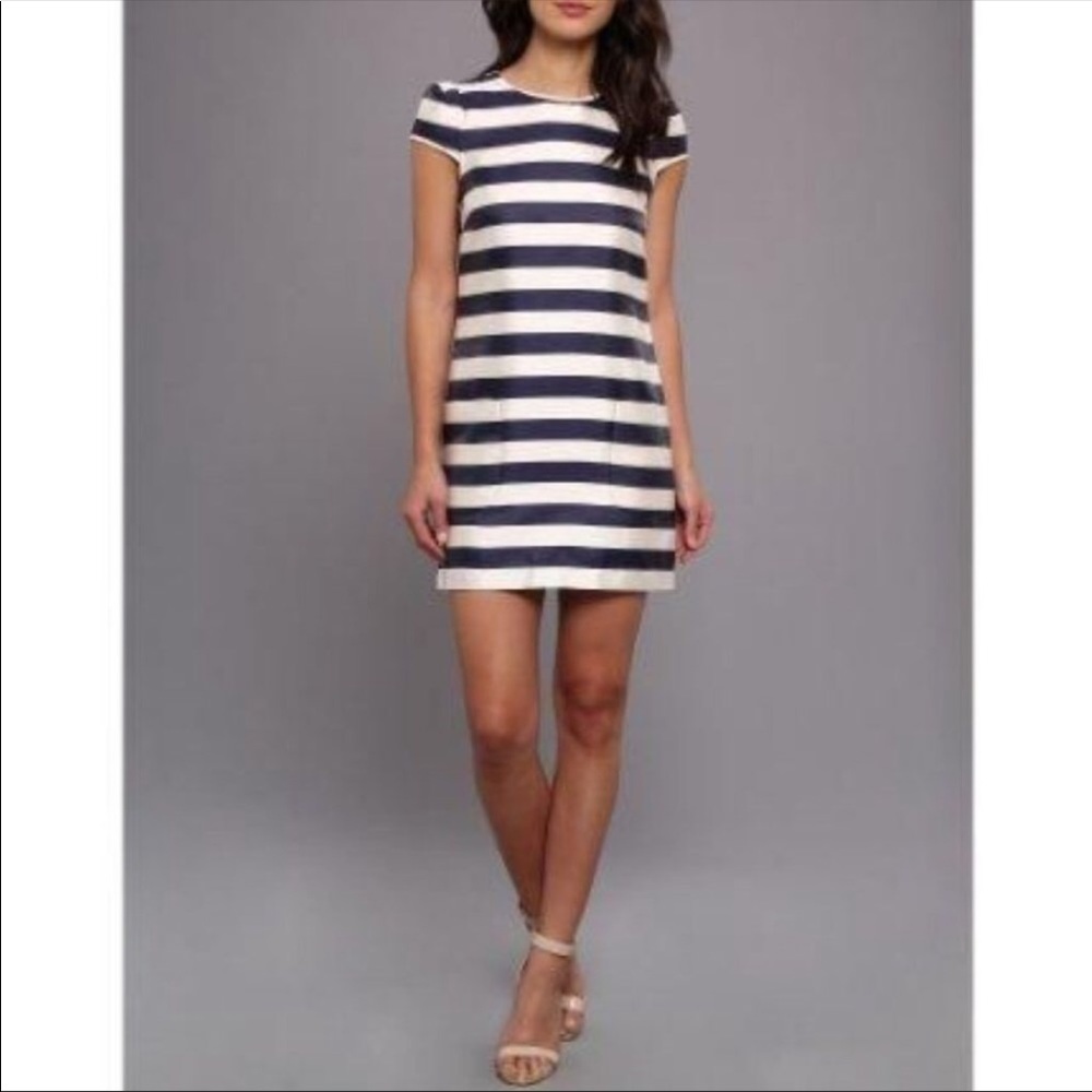 DOLCE VITA navy & gold striped nautical dress Sz XS - Picture 1 of 10